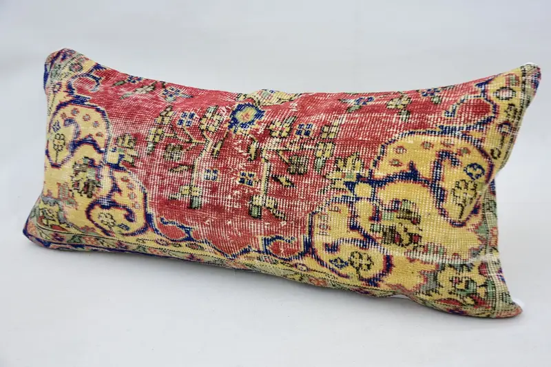 Aesthetic Pillow Cover, 16x36 Red Cushion Cover, Interior Designer Pillow, Bench Pillow, Pillow Case, Pillow for Couch, Ethnical Kilim Rug Pillow - 5