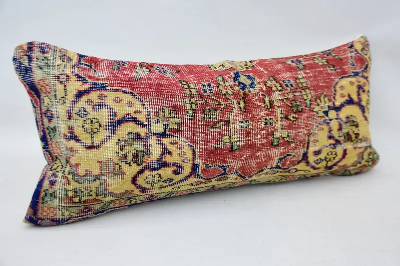 Aesthetic Pillow Cover, 16x36 Red Cushion Cover, Interior Designer Pillow, Bench Pillow, Pillow Case, Pillow for Couch, Ethnical Kilim Rug Pillow - 3