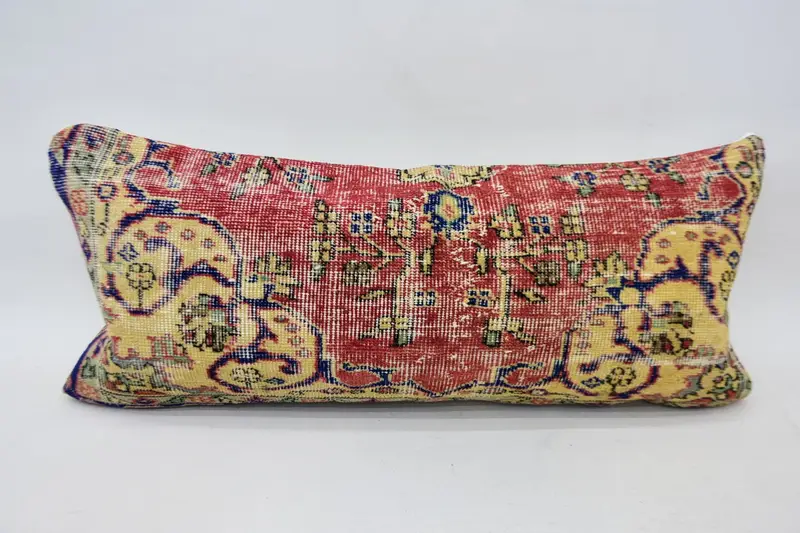 Aesthetic Pillow Cover, 16x36 Red Cushion Cover, Interior Designer Pillow, Bench Pillow, Pillow Case, Pillow for Couch, Ethnical Kilim Rug Pillow - 4
