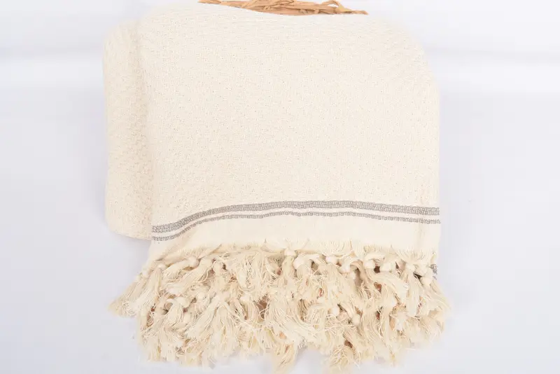 Turkish Throw Blanket, Employee Gifts, 94x92 Cotton Striped Towel, Housewarming Gift, Turkish Towel Beach Blanket, Throw Blanket, Monogram Blanket - 5