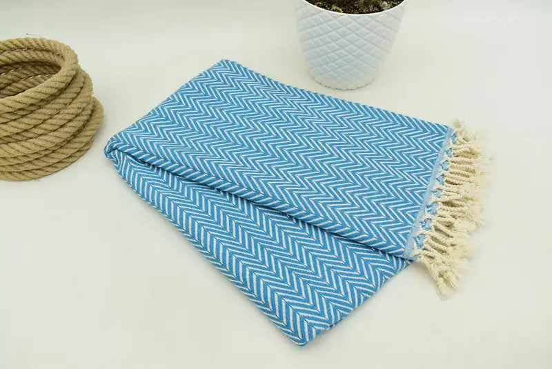 Quick-dry peshtemal, Personalized Gift For Him, Embroidered Towel, Embroidery Towel, 70x40 Cotton Zig zag Towel, Wedding Towel, Monogram Beach Towel - 3