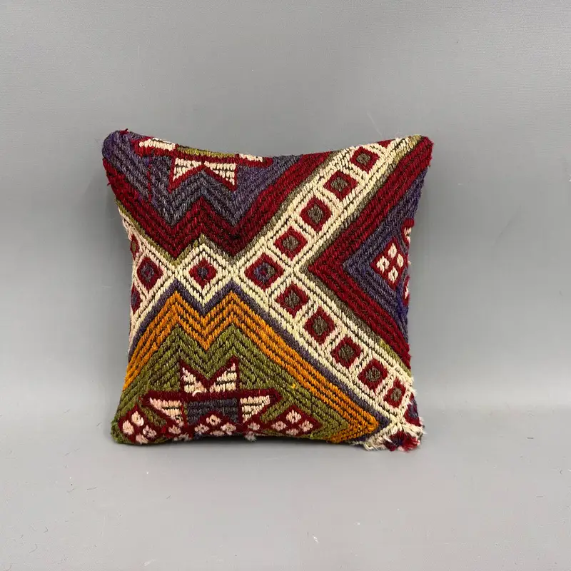 12x12 Green Cushion Cover, Throw Kilim Pillow, Sofa Bolster Pillow Sham, Cushion Case, Turkish Pillow, Ethnical Kilim Rug Pillow - 4
