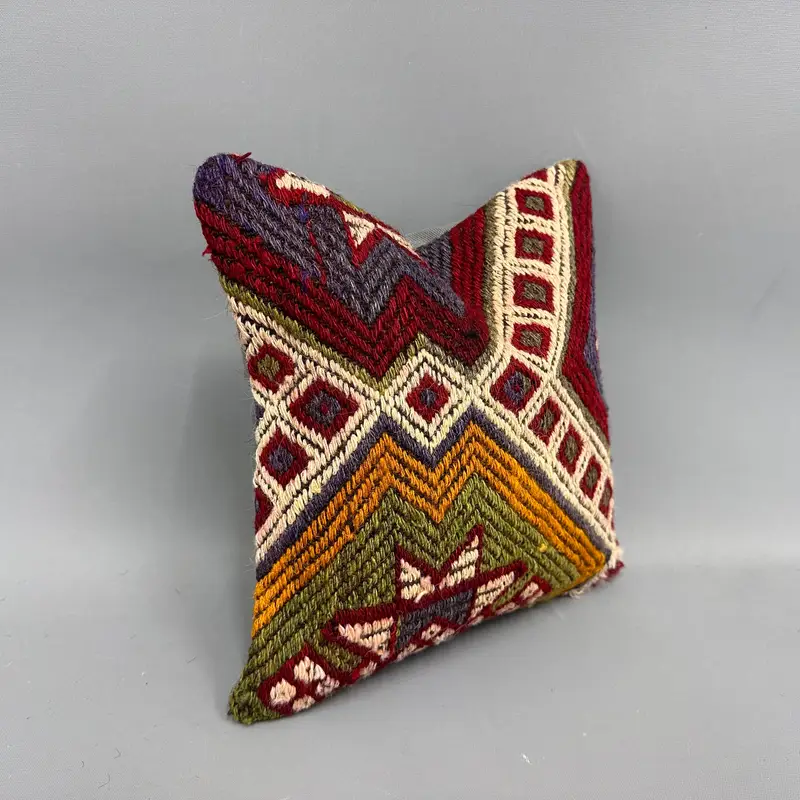12x12 Green Cushion Cover, Throw Kilim Pillow, Sofa Bolster Pillow Sham, Cushion Case, Turkish Pillow, Ethnical Kilim Rug Pillow - 2