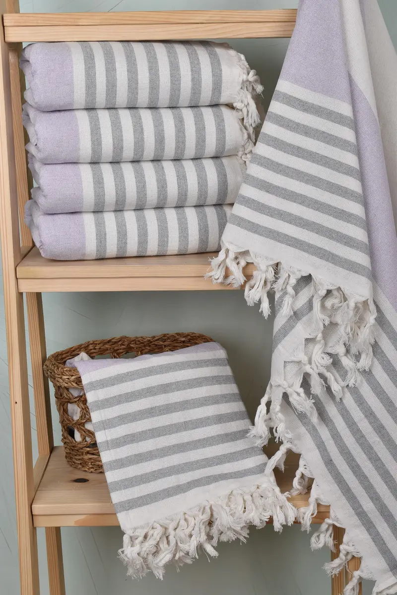 Valentines Day Gift For Him, Monogram Beach Towel, 68x36 Cotton Striped Terry Towel, Handmade Gift, Personalized Turkish Towel, Custom Bath Towel - 3