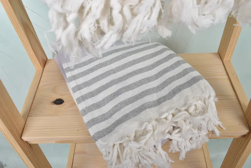 Valentines Day Gift For Him, Monogram Beach Towel, 68x36 Cotton Striped Terry Towel, Handmade Gift, Personalized Turkish Towel, Custom Bath Towel - 5
