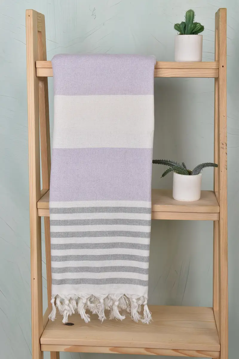 Valentines Day Gift For Him, Monogram Beach Towel, 68x36 Cotton Striped Terry Towel, Handmade Gift, Personalized Turkish Towel, Custom Bath Towel - 8