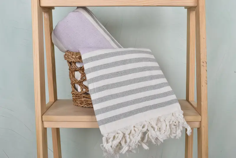 Valentines Day Gift For Him, Monogram Beach Towel, 68x36 Cotton Striped Terry Towel, Handmade Gift, Personalized Turkish Towel, Custom Bath Towel - 4
