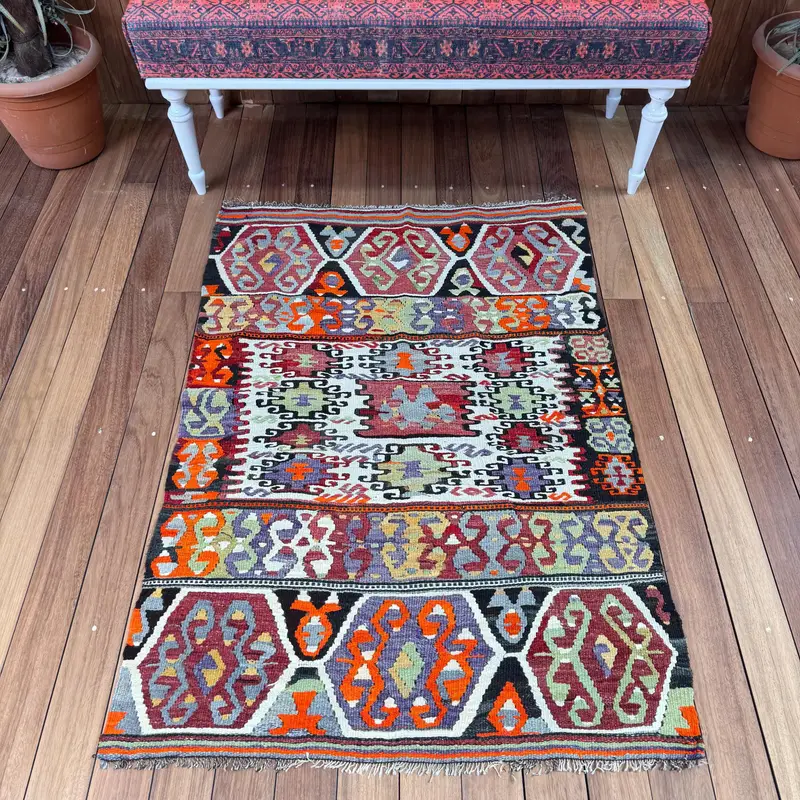 3x4,3 ft Teppich, Vintage Oushak Teppich, türkischer roter Wollteppich - 1