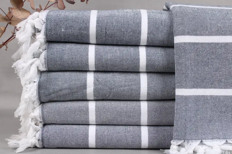 Turkish Beach Towel Monogrammed Terry Towel Navy Blue, 40x63 Inches