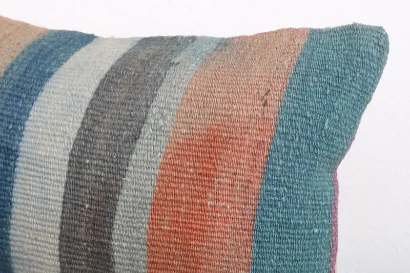 Pillow Sham, Vintage Pillow, Kilim Pillow Cover, Southwestern Pillow Sham, Interior Designer Pillow, 12x20 Blue Cushion Case - 5
