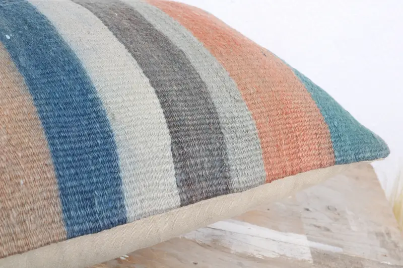 Pillow Sham, Vintage Pillow, Kilim Pillow Cover, Southwestern Pillow Sham, Interior Designer Pillow, 12x20 Blue Cushion Case - 6
