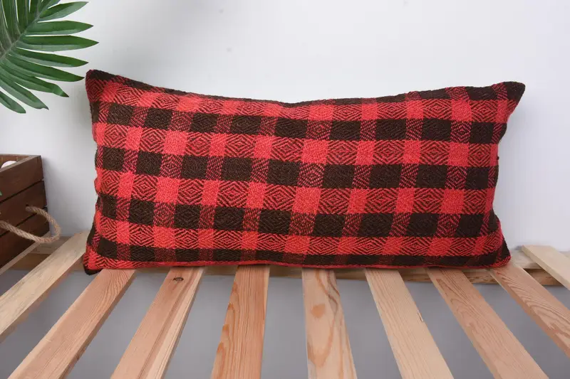 12x24 Red Pillow, Vintage Kilim Pillow, Turkish Bench Pillow Case, Boho Pillow Sham Cover, Garden Pillow Case, Vintage Pillow, Cushion Cover - 1