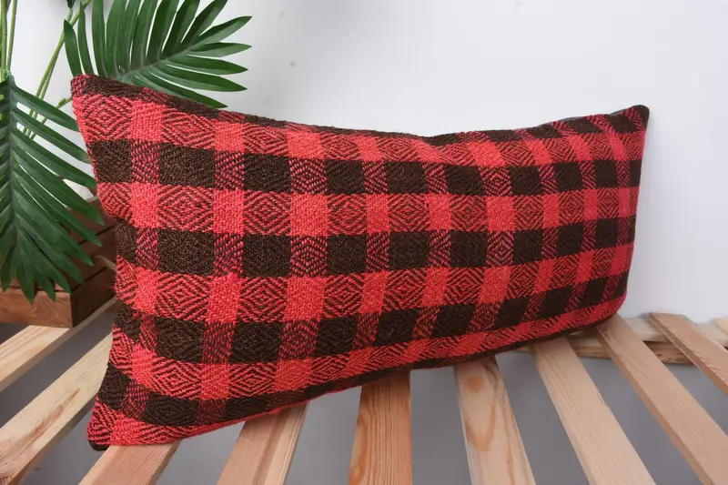 12x24 Red Pillow, Vintage Kilim Pillow, Turkish Bench Pillow Case, Boho Pillow Sham Cover, Garden Pillow Case, Vintage Pillow, Cushion Cover - 5