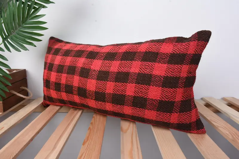 12x24 Red Pillow, Vintage Kilim Pillow, Turkish Bench Pillow Case, Boho Pillow Sham Cover, Garden Pillow Case, Vintage Pillow, Cushion Cover - 4