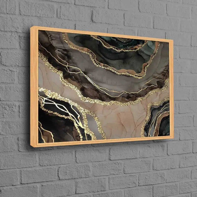 エレガントなブラウンマーブルプリントキャンバス - モダンで豪華な装飾