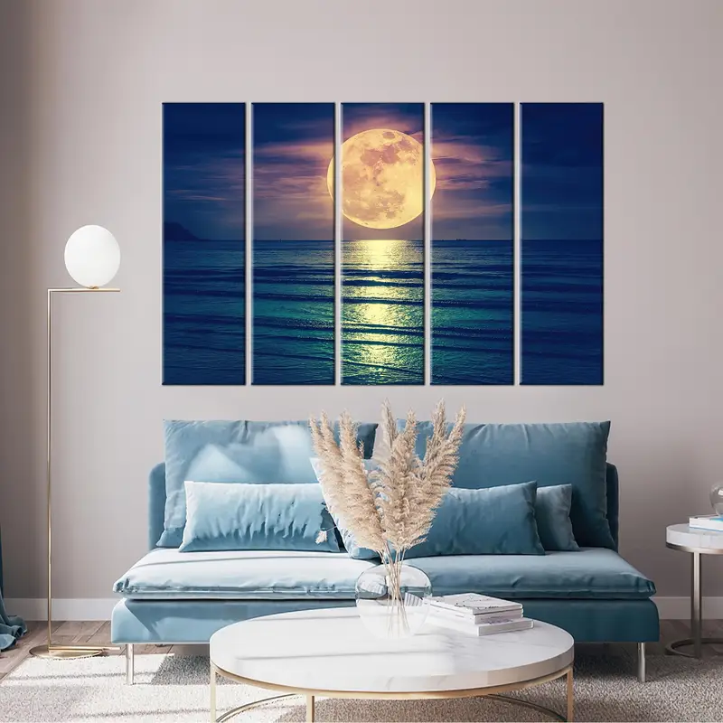 海上の巨大な満月、満月の壁アート、自然壁アート、満月のキャンバスプリント、満月の印刷、満月のポスター、満月の写真 - 4