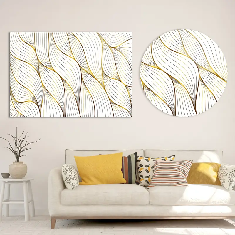Gold & White Minimal Canvas Print - Elegant Wall Art