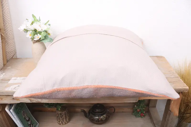 18x18 Orange Cushion, Chair Pillow Cover, Kilim Cushion Sham, Vintage Pillow, Sustainable Cushion Case, Boho Pillow Sham Cover, Cushion Cover - 7