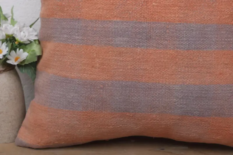 18x18 Orange Cushion, Chair Pillow Cover, Kilim Cushion Sham, Vintage Pillow, Sustainable Cushion Case, Boho Pillow Sham Cover, Cushion Cover - 3