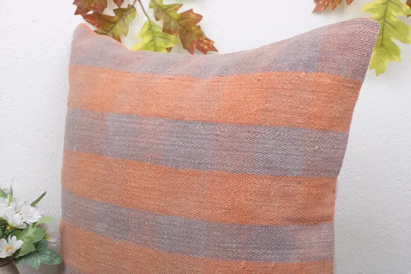 18x18 Orange Cushion, Chair Pillow Cover, Kilim Cushion Sham, Vintage Pillow, Sustainable Cushion Case, Boho Pillow Sham Cover, Cushion Cover - 5
