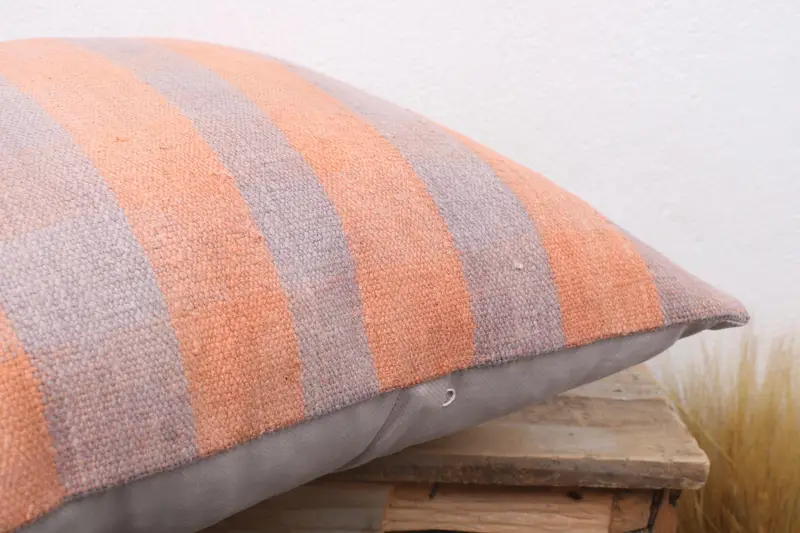 18x18 Orange Cushion, Chair Pillow Cover, Kilim Cushion Sham, Vintage Pillow, Sustainable Cushion Case, Boho Pillow Sham Cover, Cushion Cover - 6
