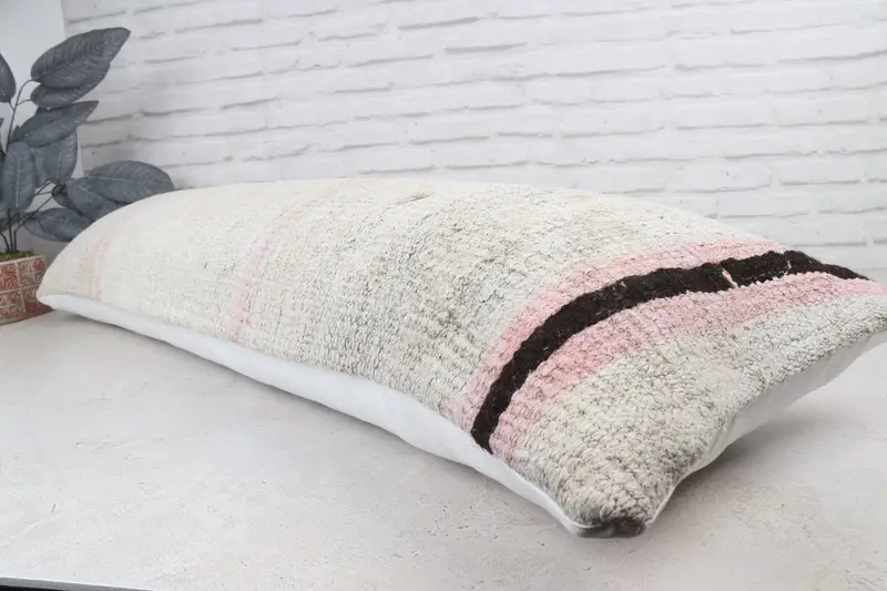16x48 White Cushion Case, Handwoven Pillow Sham, Pillow Cover, Vintage Kilim Pillow, Outdoor Patio Pillow, Antique Pillows, Turkish Kilim Pillow - 7
