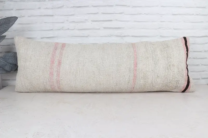 16x48 White Cushion Case, Handwoven Pillow Sham, Pillow Cover, Vintage Kilim Pillow, Outdoor Patio Pillow, Antique Pillows, Turkish Kilim Pillow - 1