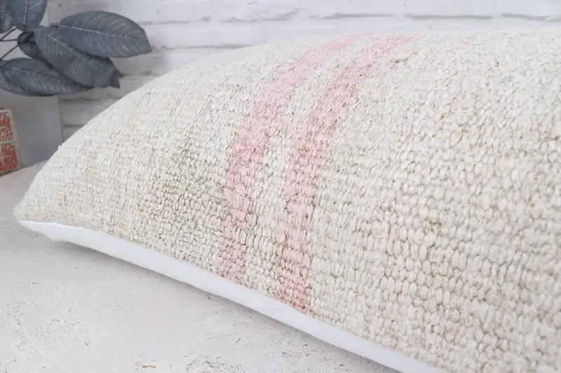 16x48 White Cushion Case, Handwoven Pillow Sham, Pillow Cover, Vintage Kilim Pillow, Outdoor Patio Pillow, Antique Pillows, Turkish Kilim Pillow - 8
