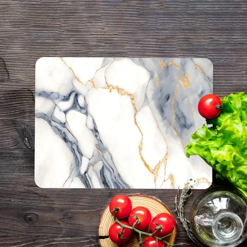滑り止めの足付きの白い大理石ガラスまな板