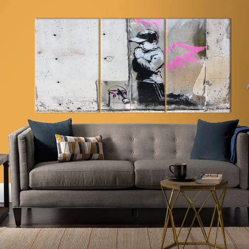 Banksy Boy Angel, Praying Boy, Extra Large Graffiti Wall Art, Street Art, Urban Art, Graffiti Street Art, Banksy Graffiti,Boy Praying Canvas - 2