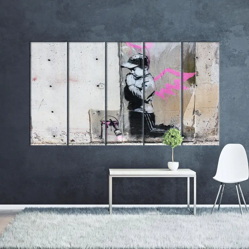 Banksy Boy Angel, Praying Boy, Extra Large Graffiti Wall Art, Street Art, Urban Art, Graffiti Street Art, Banksy Graffiti,Boy Praying Canvas - 4