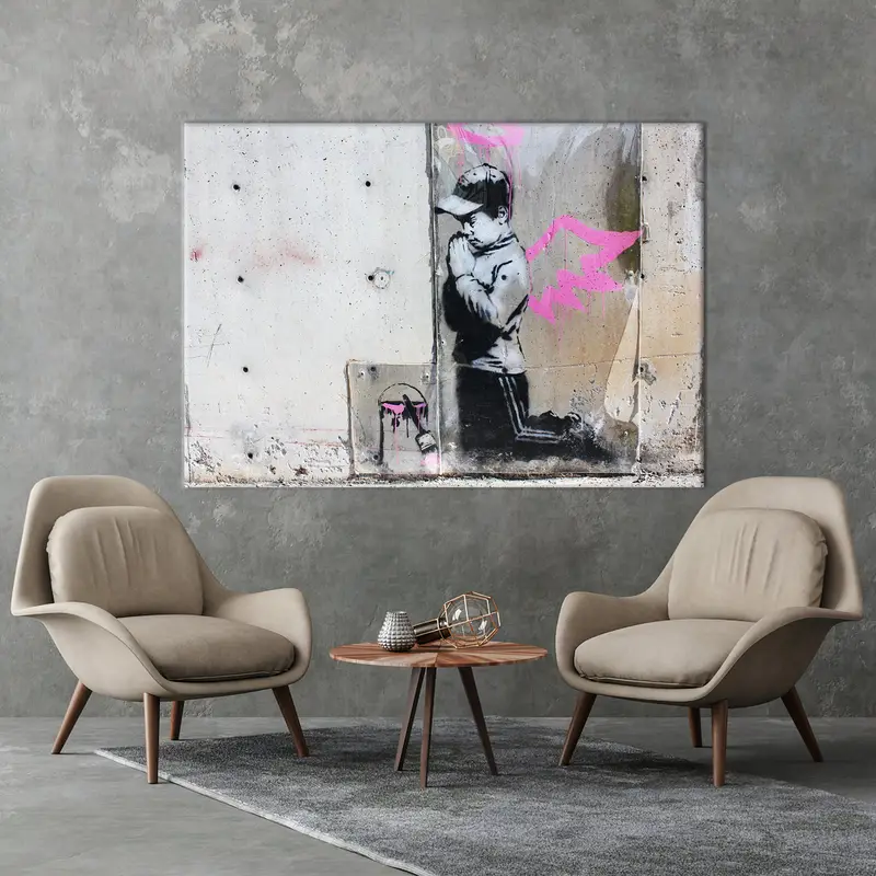Banksy Boy Angel, Praying Boy, Extra Large Graffiti Wall Art, Street Art, Urban Art, Graffiti Street Art, Banksy Graffiti,Boy Praying Canvas - 1