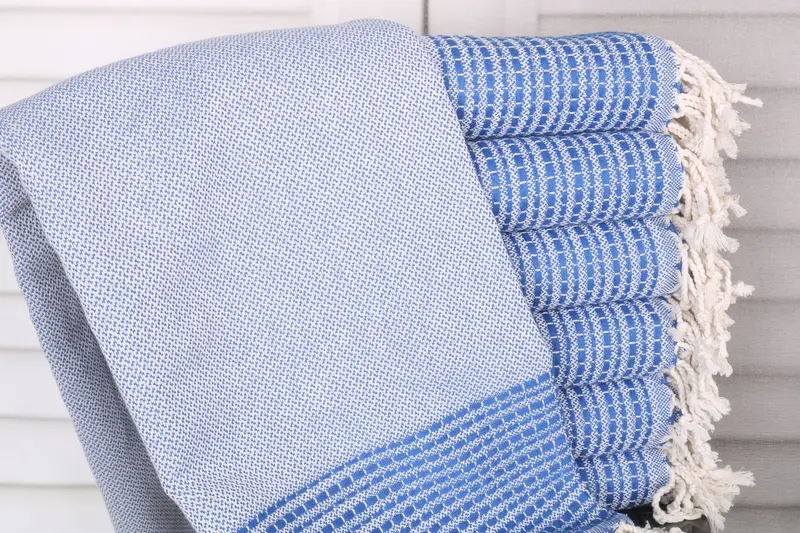 Bridesmaid Gifts Sax Blue Striped Cotton Towel, Bachelorette Party, 36x69 Inches