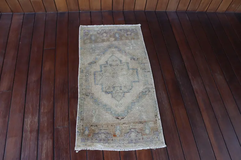 1.6x3.1 ft Halı, Küçük Türk Halısı, Mavi Oushak Katı Halı - 1