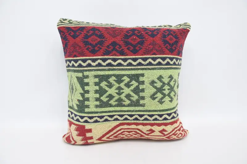 Geometrisches grünes und rotes Wurfkissen, vielseitiges Vintage-Dekorkissen