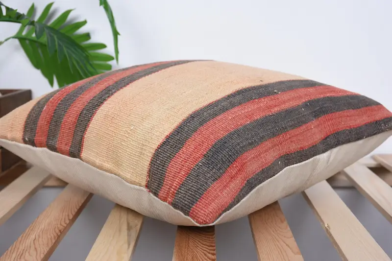 Kilim Cushion Sham, Vintage Pillow, Outdoor Throw Pillow Cover, Pillow, Oriental Cushion Case, Vintage Kilim Pillow, 18x18 Brown Cushion Cover - 6