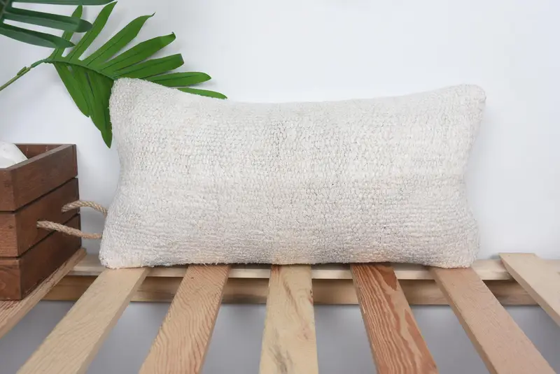 Ikat Pillow, Kilim Cushion Sham, Boho Pillow, Square Throw Pillow Cover, Pillow Sham, Kilim Pillow Cover, 8x16 Beige Pillow Case - 1