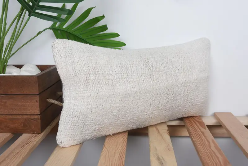 Ikat Pillow, Kilim Cushion Sham, Boho Pillow, Square Throw Pillow Cover, Pillow Sham, Kilim Pillow Cover, 8x16 Beige Pillow Case - 4