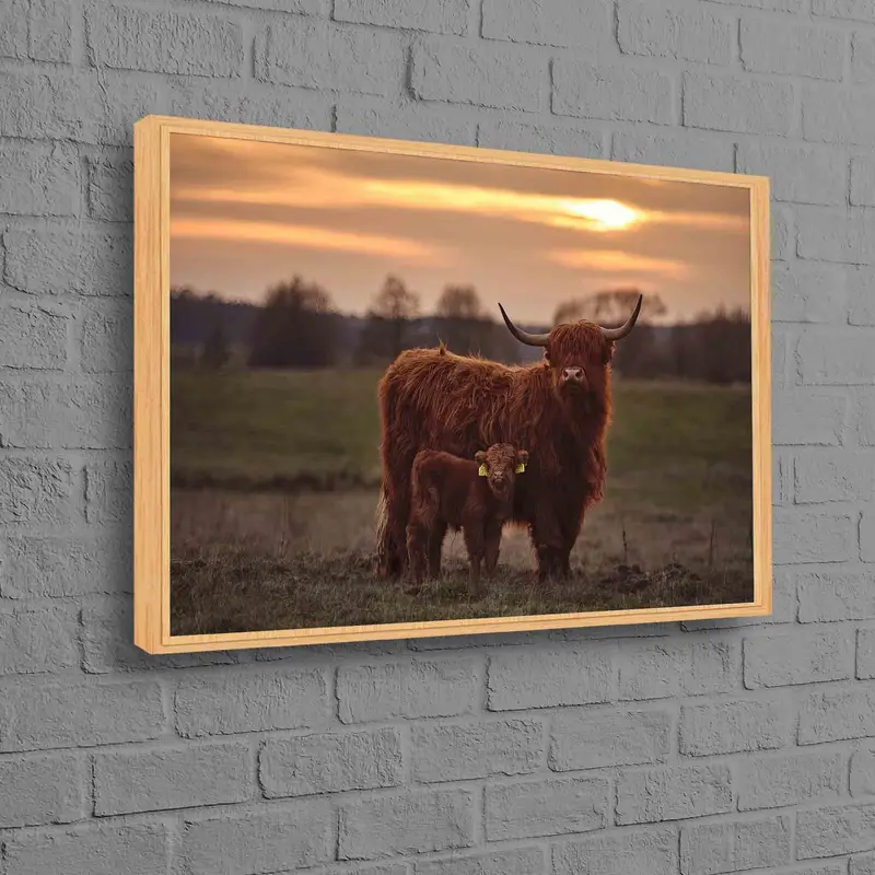 Lienzo de granja de vacas costeras tropicales: decoración elegante de una granja