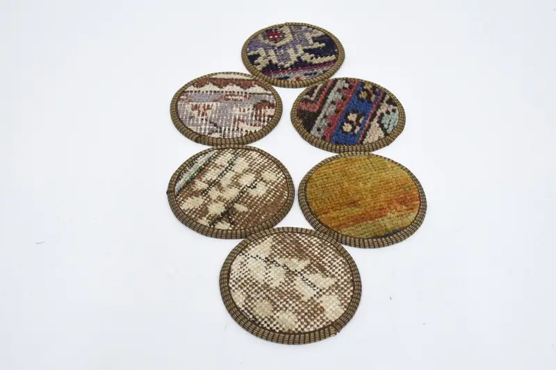 Bohemian Round Coaster, Blue and Brown Coaster for Kitchen Decor