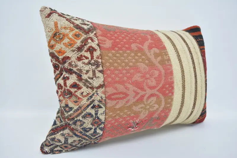 Cushion Case, Boho Pillow, Throw Kilim Pillow, Custom Cushion, 16x24 Beige Cushion, Pillow for Couch, Traditional Pillow Case, Authentic Pillow Sham - 3