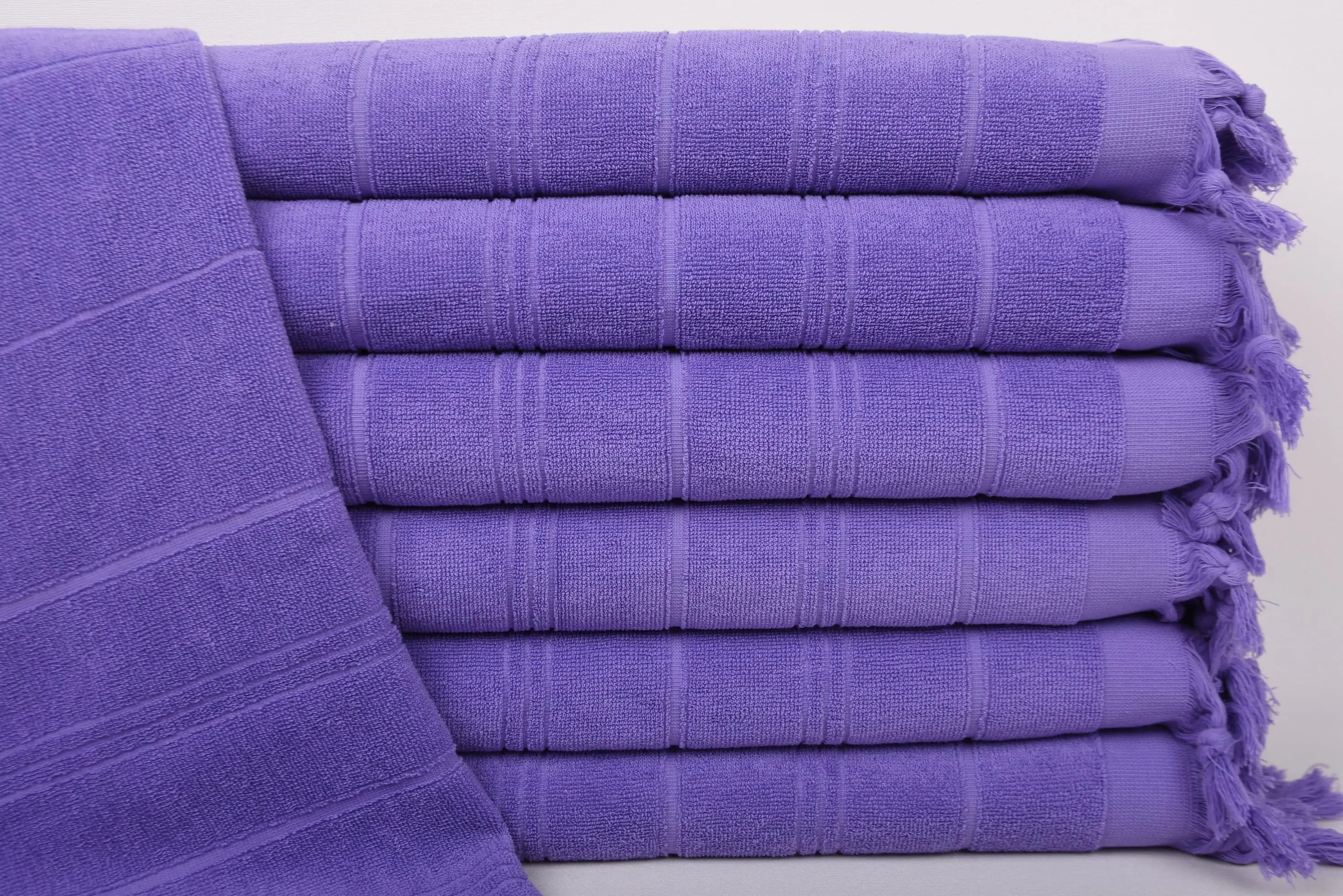 Turkish Hand Towel, Monogram 40x18 Inches, Lilac Striped Terry - 1