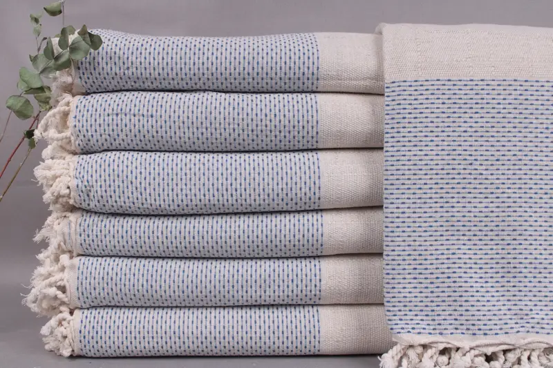 Wholesale Turkish Blanket Sax Blue Linen Bedspread, 95x95 Inches