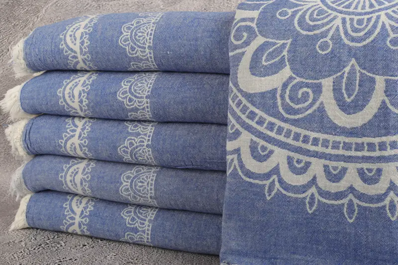 Anniversary Gift For Her, Custom Wedding Gifts, Throw Blanket Couch, 88x80 Cotton Ethnic Design Towel, Turkish Beach Blanket, Bedspread - 2