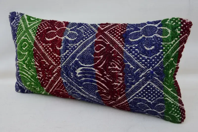 Boho Pillow, Cotton Cushion, Pillow Sham, Pillow for Sofa, Accent Cushion Cover, Ethnic Throw Pillow Sham, 8x16 Blue Pillow, Pillow for Couch - 3