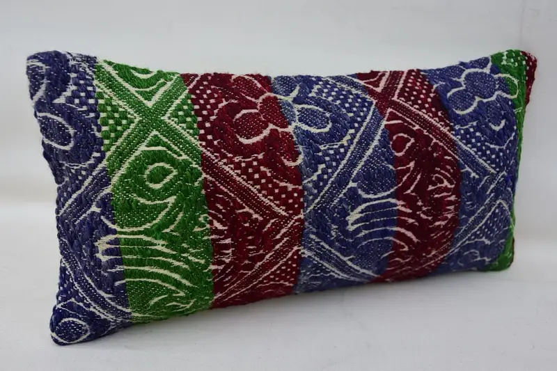 Boho Pillow, Cotton Cushion, Pillow Sham, Pillow for Sofa, Accent Cushion Cover, Ethnic Throw Pillow Sham, 8x16 Blue Pillow, Pillow for Couch - 2