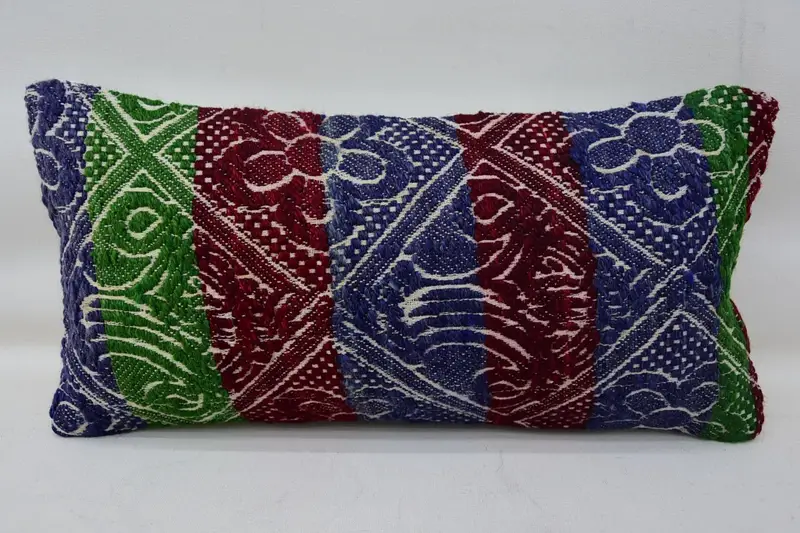 Boho Pillow, Cotton Cushion, Pillow Sham, Pillow for Sofa, Accent Cushion Cover, Ethnic Throw Pillow Sham, 8x16 Blue Pillow, Pillow for Couch - 1