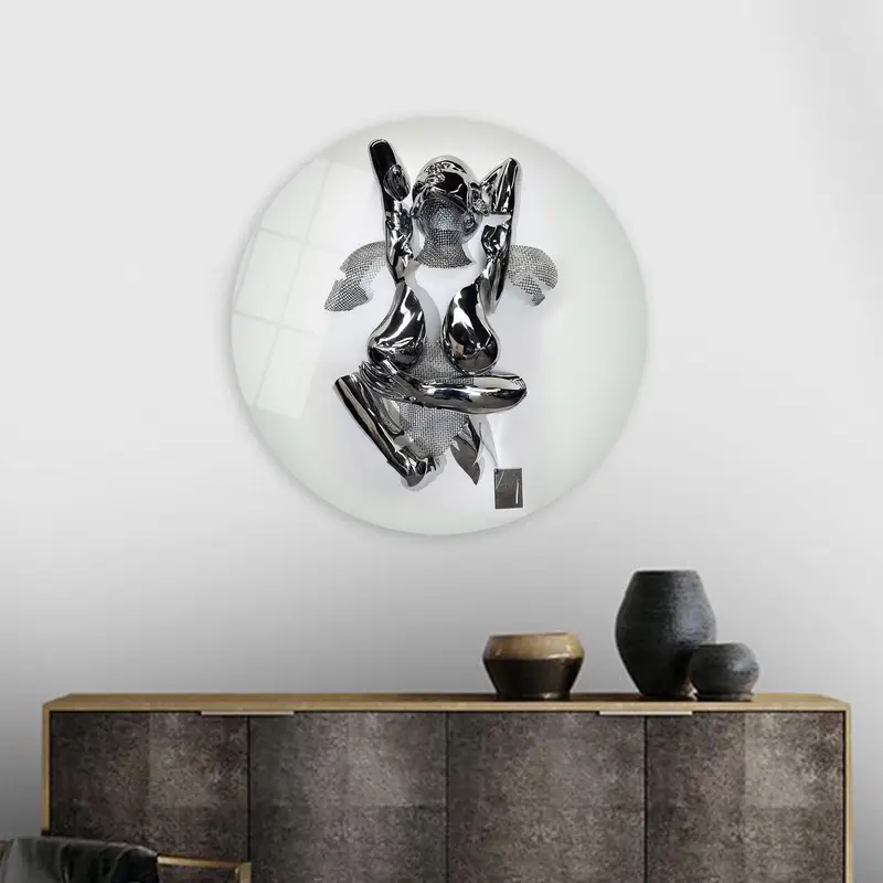 エレガントなシルバーメタリックのカップルキャンバス - ロマンチックなベッドルームアート