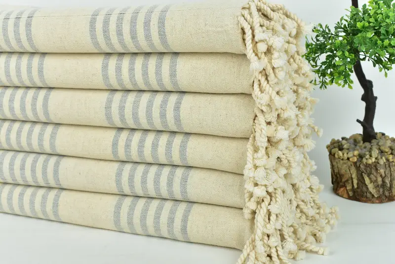 Regalos de despedida de soltera, regalos de decoración del hogar, toalla a rayas de lino 70x40, regalo único, Bachelorette Favors Beach, toalla turca grande, toalla Peshtemal - 3