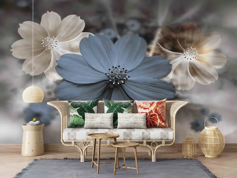 Paper Cutting Art, Luxury Wall Mural, Flower Wall Decor, Modern Flower Paper Craft, Trendy Wall Decor, Self Adhesive Paper, Floral Wall Art - 3